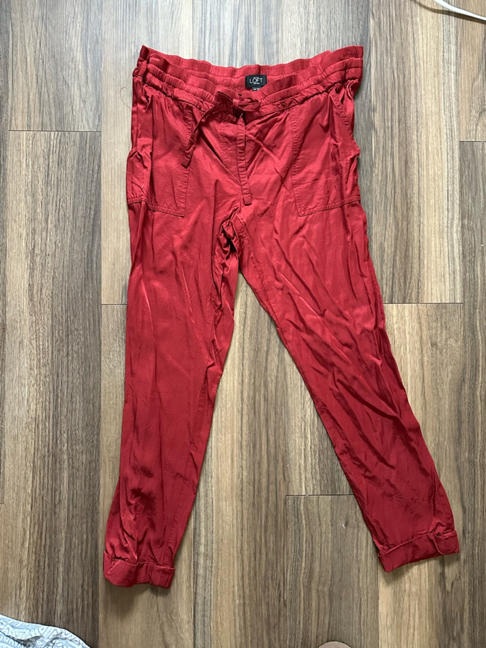 LOFT Red Drawstring Casual Pants